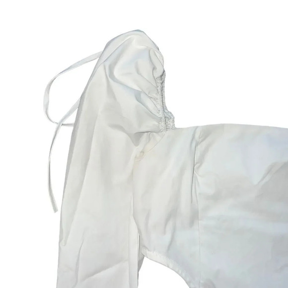 Pretty Little Thing | White Cut Out Ruched Detail Long Sleeve Blouse Size 4 - Picture 4 of 7